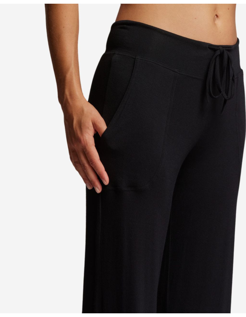 Pantalon droit avec poches et liens chevilles - Noir