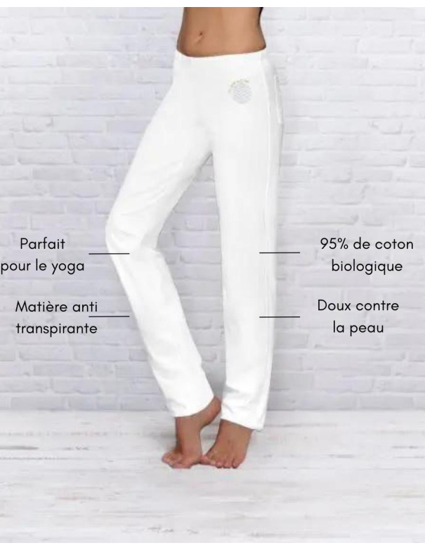 Pantalon de Yoga femme Jogg - Bio Blanc - Vêtements de yoga Femme - Coton  Bio