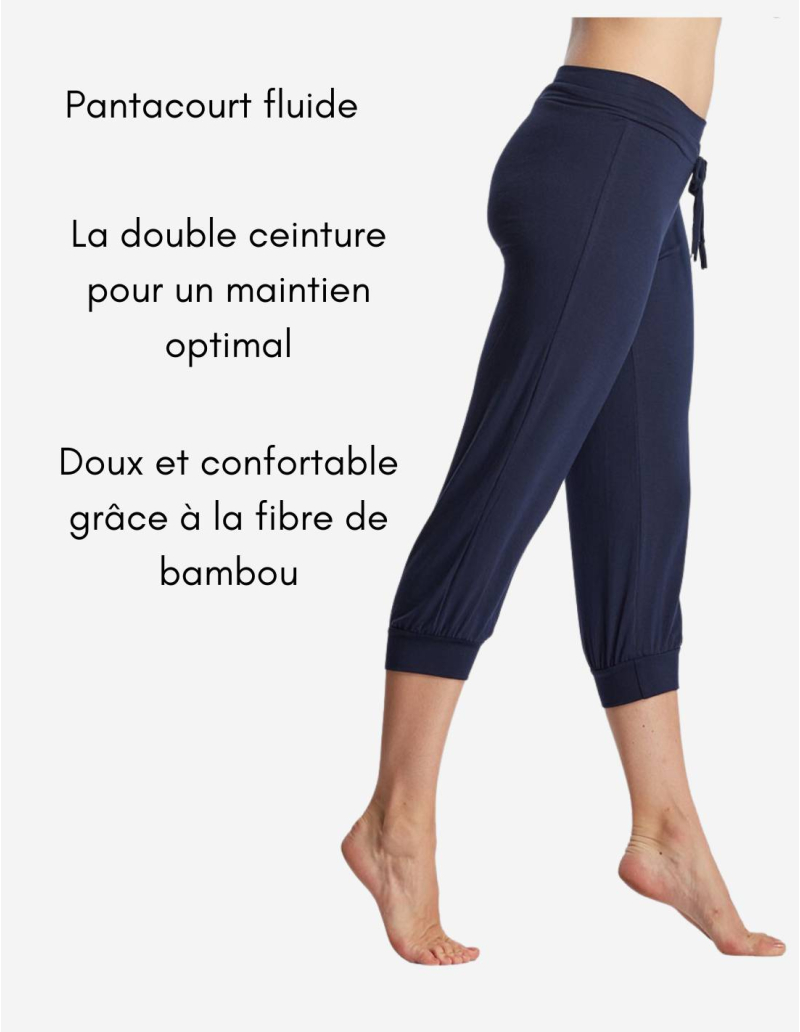 Pantacourt fluide en bambou - Bleu