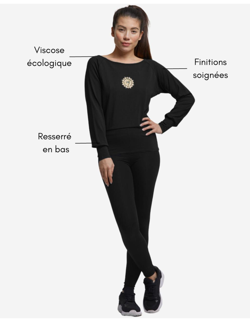 T-shirt de yoga manches longues - Atman peace - Noir