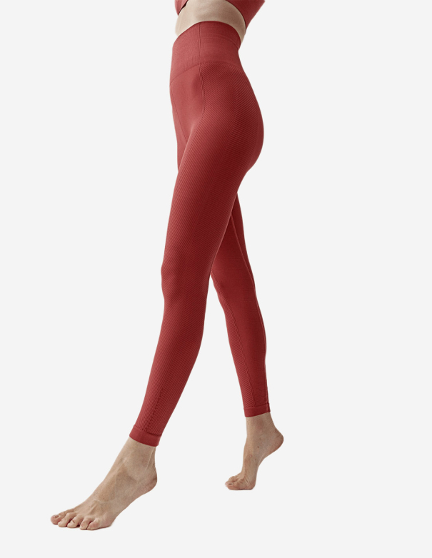 Pantalon corsaire élastique ventre plat femme rouge