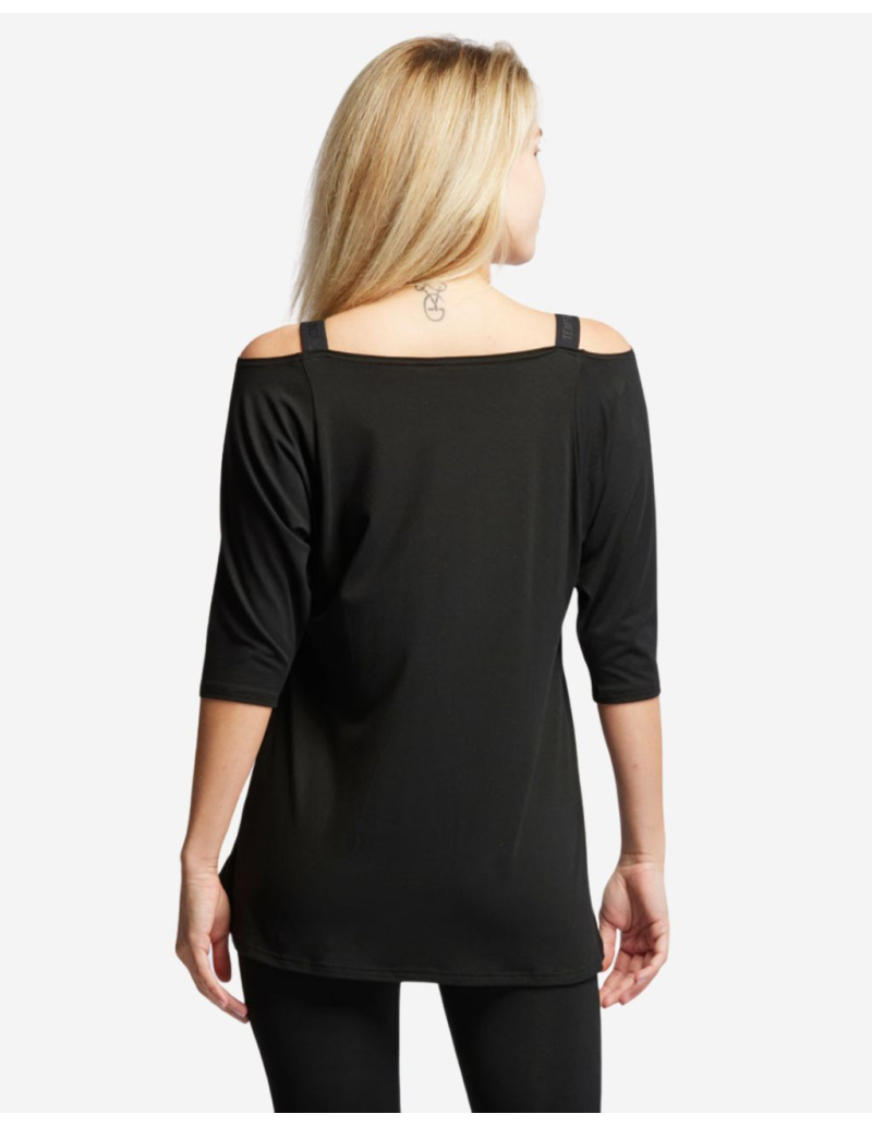 Top chauve-souris manches 3/4 - Noir