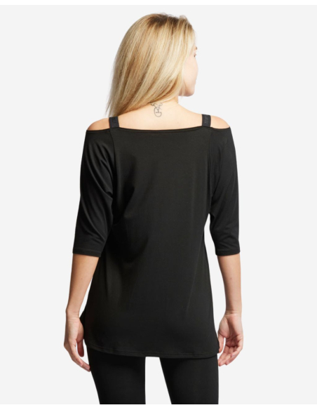 Top chauve-souris manches 3/4 - Noir