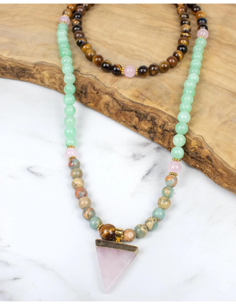 Mala de protection - pendentif rose quartz