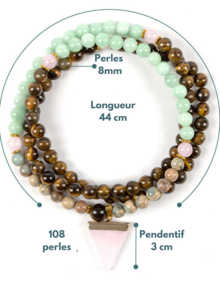 Mala de protection - pendentif rose quartz