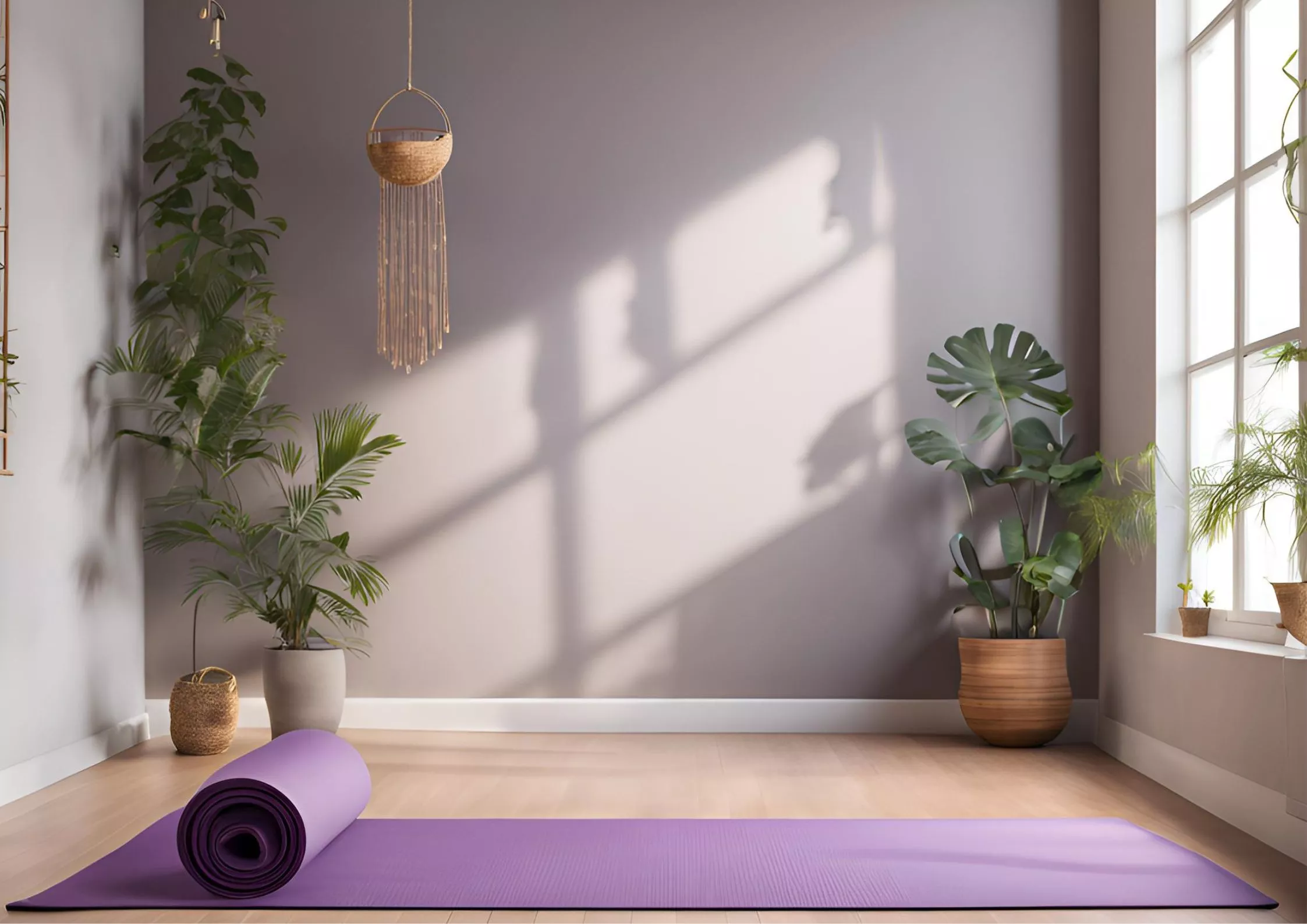 salle de yoga avec un tapis de yoga